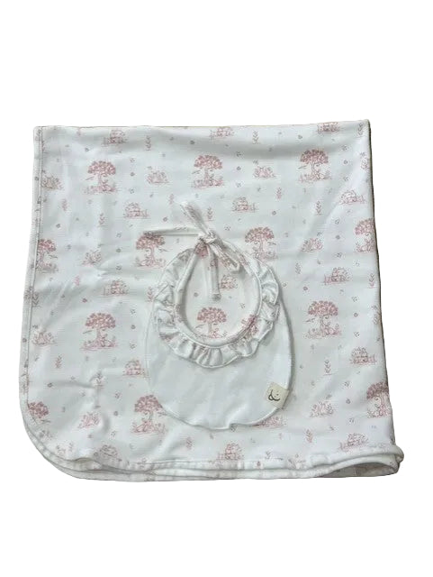 Calamaro Baby Girls Blanket And Bib Set Mon Cheri 73090