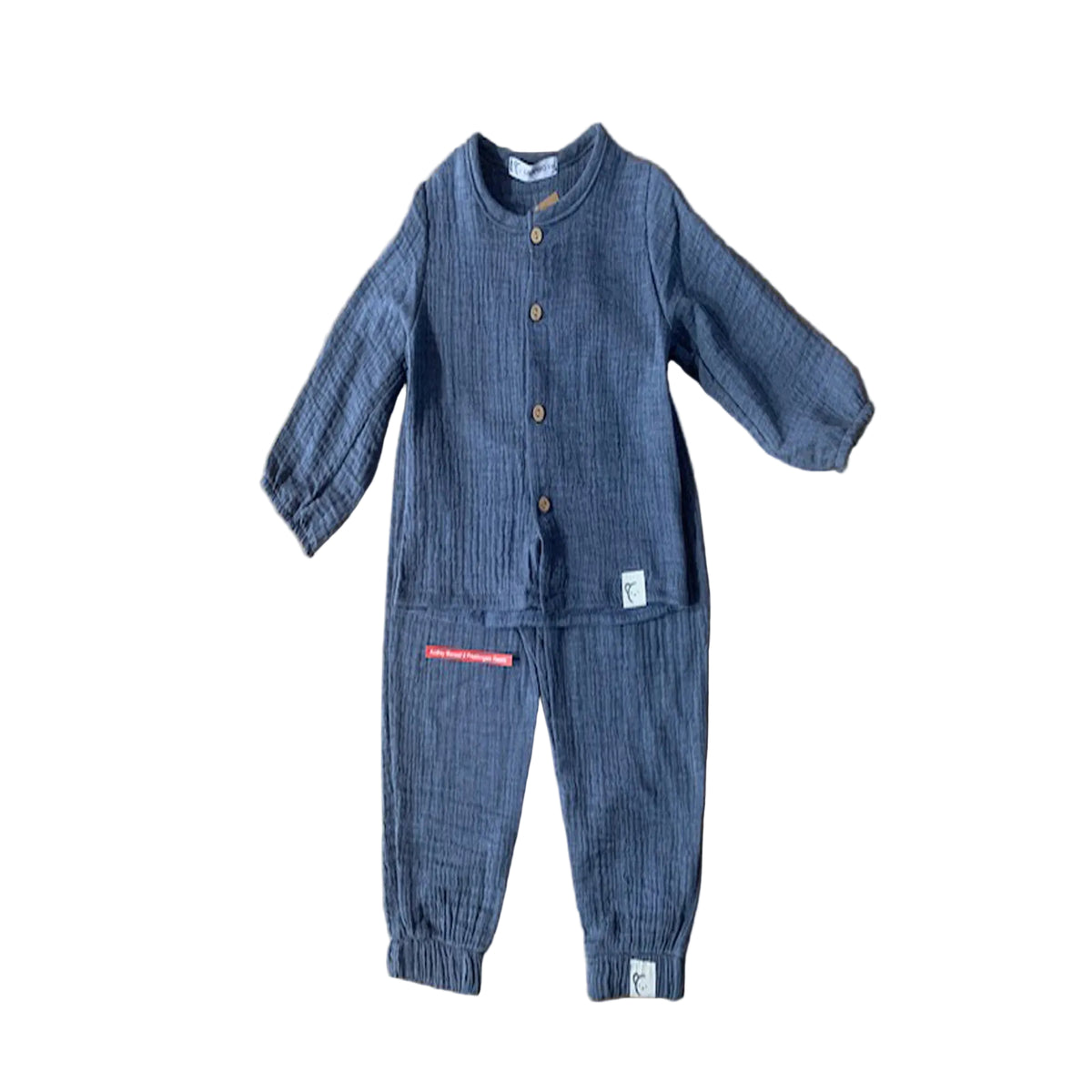 Calamaro Baby Muslin Top And Trouser Set Blue 15027