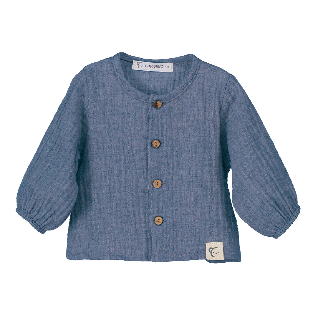 Calamaro Baby Muslin Top And Trouser Set Blue 15027 Top