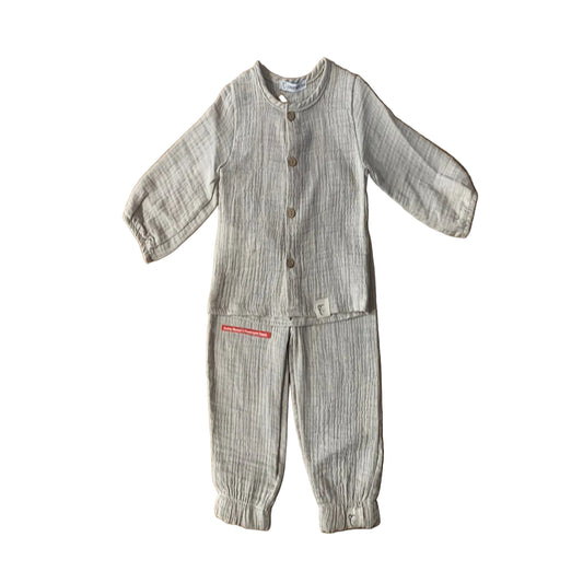 Calamaro Baby Muslin Top And Trouser Set Stone 15027