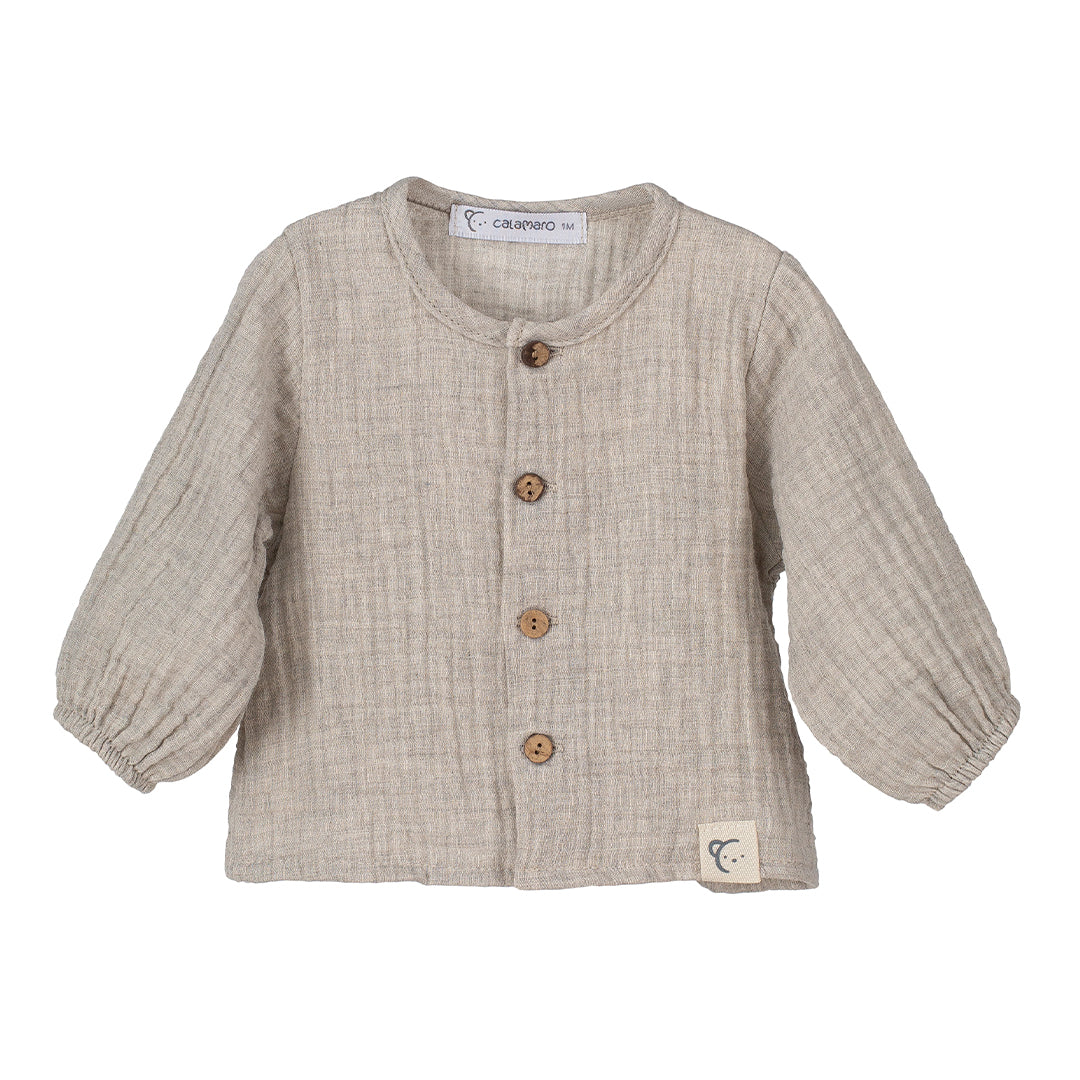 Calamaro Baby Muslin Top And Trouser Set Stone 15027 Top