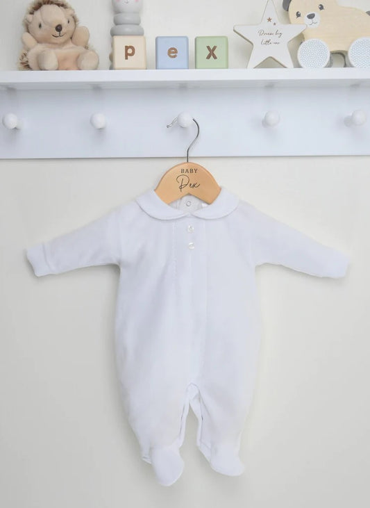 Pex Classic Velour Sleepsuit White