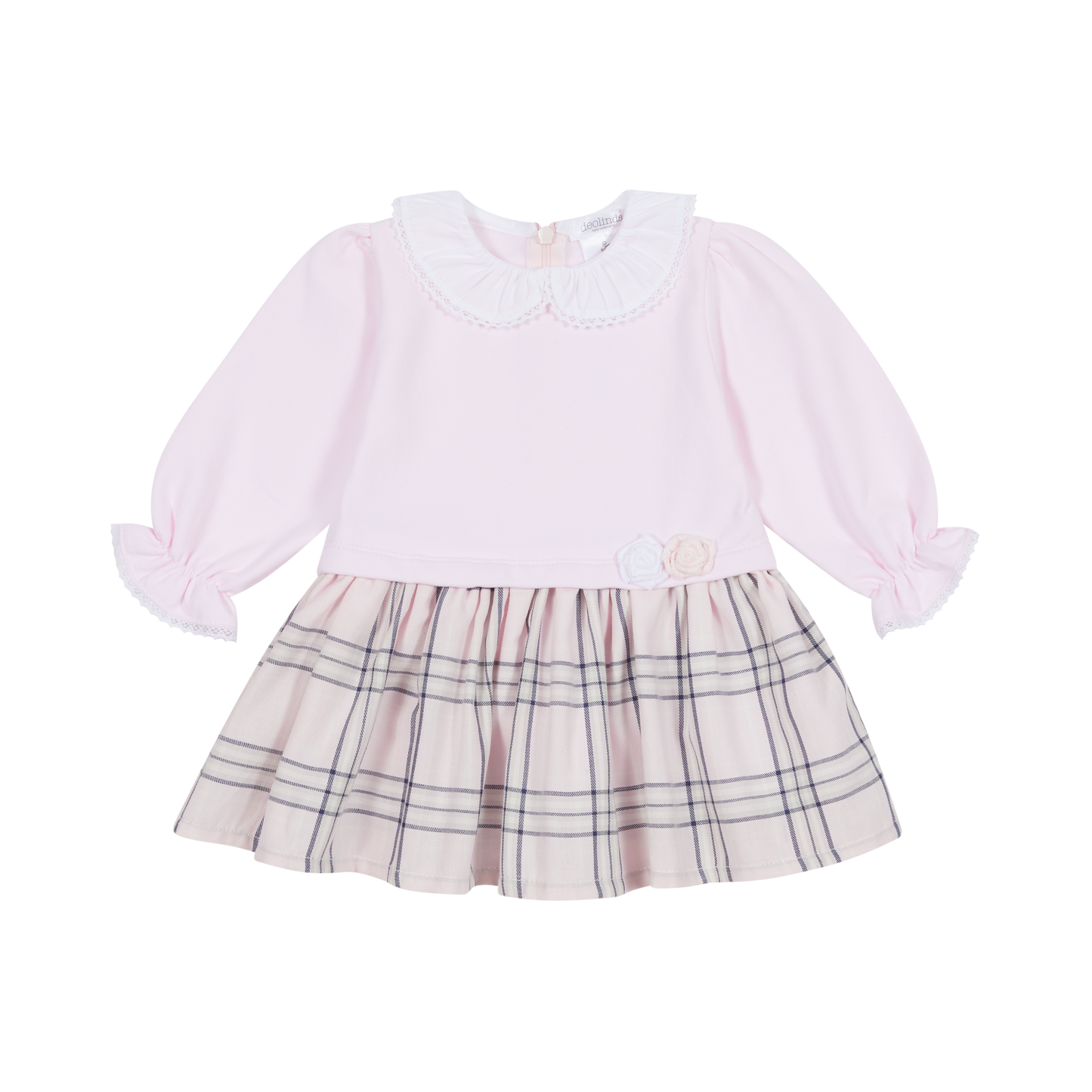Deolinda Winter Checked Dress Girly Pink And Navy DB124406