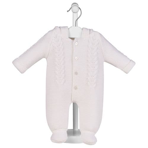 Dandelion Knitted Hooded Pram Suit White A4290
