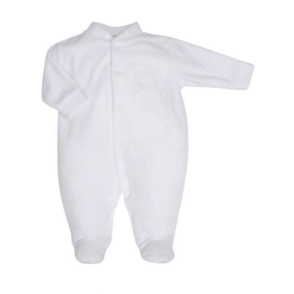 Dandelion Prem Mouse In A Teacup Velour Sleepsuit White AV1202