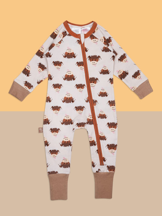 Blade & Rose Neutral Hamish Highland Cow Romper