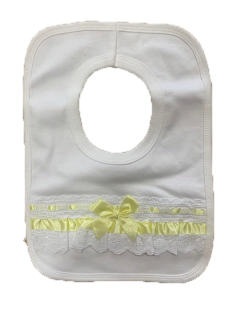 My Little Chick White Bib With Lemon Ribbon Detailing
