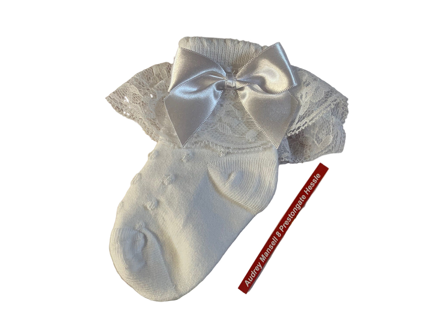 Pex Tina White Frilly Bow Ankle Sock