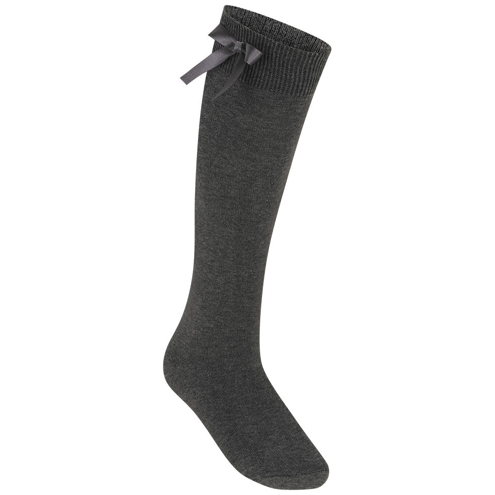 Knee High Bow Socks Grey