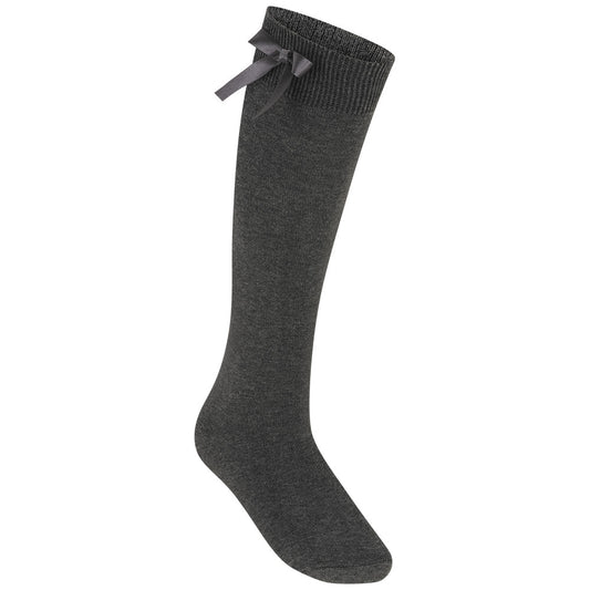 Knee High Bow Socks Grey