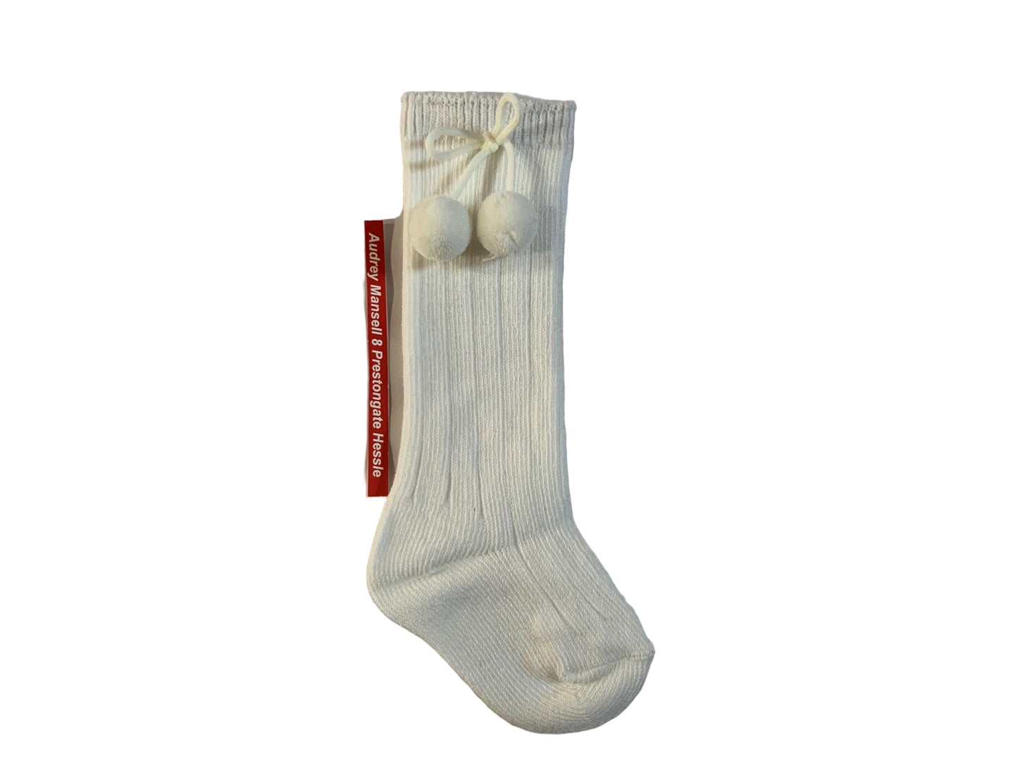 Pex Polka Pom Knee High Socks Ivory