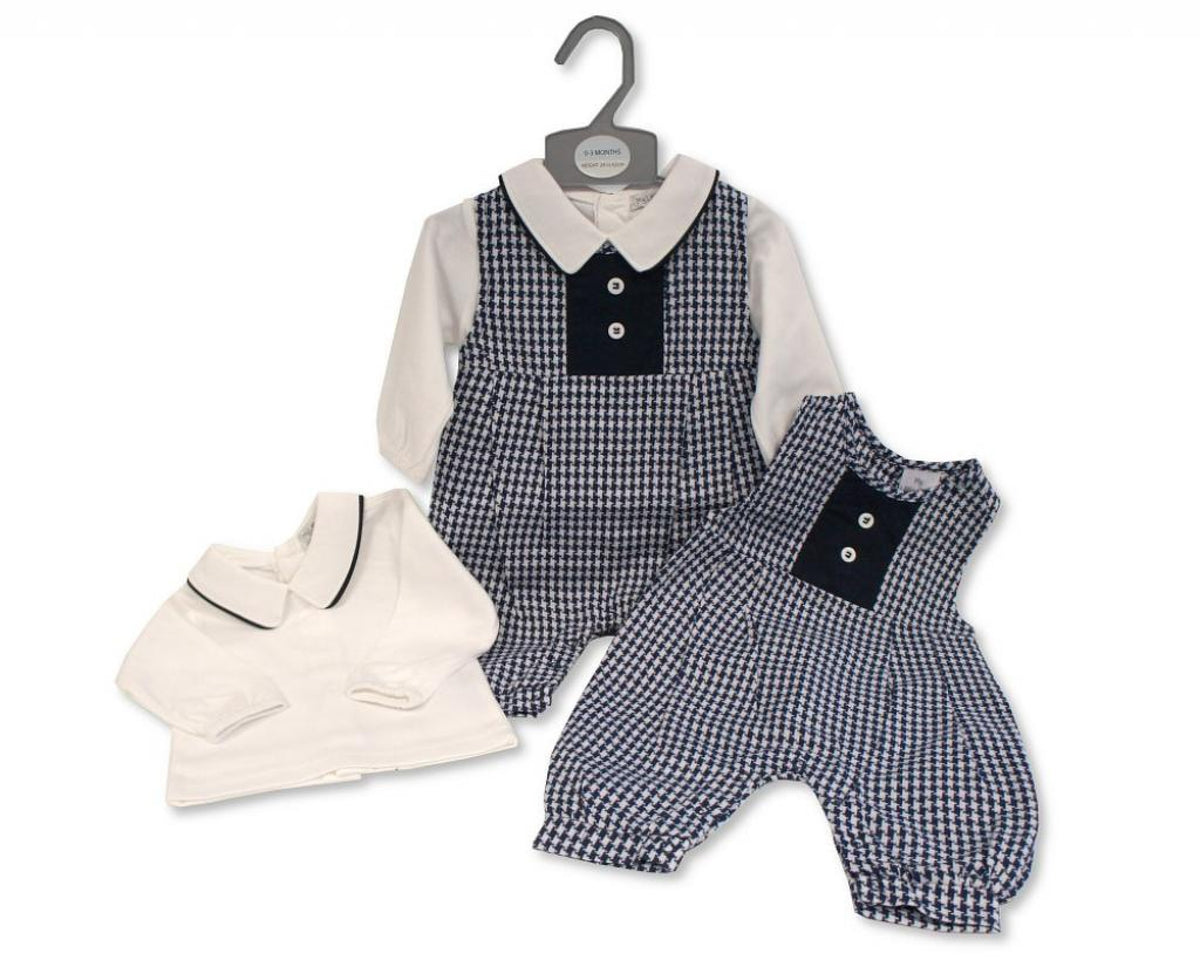 My Little Chick Boys Dungaree Set Dogtooth