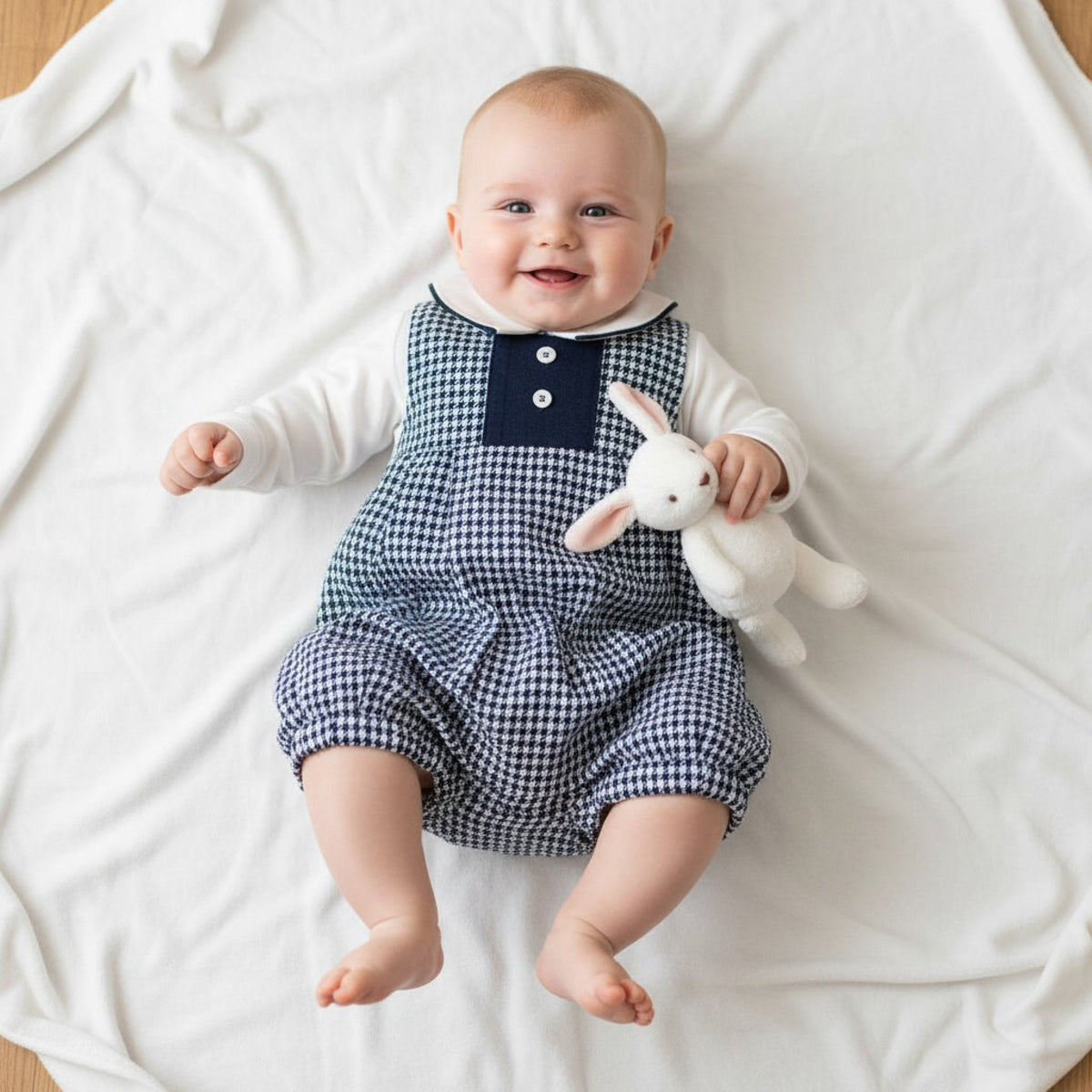 My Little Chick Boys Dungaree Set Dogtooth