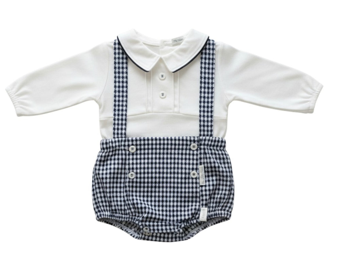 My Little Chick Boys Romper Dungaree Set Dogtooth
