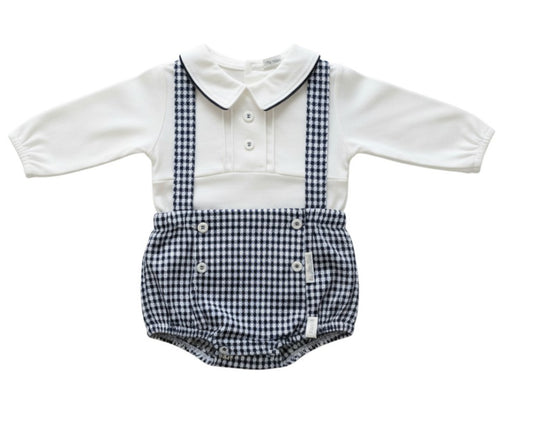 My Little Chick Boys Romper Dungaree Set Dogtooth
