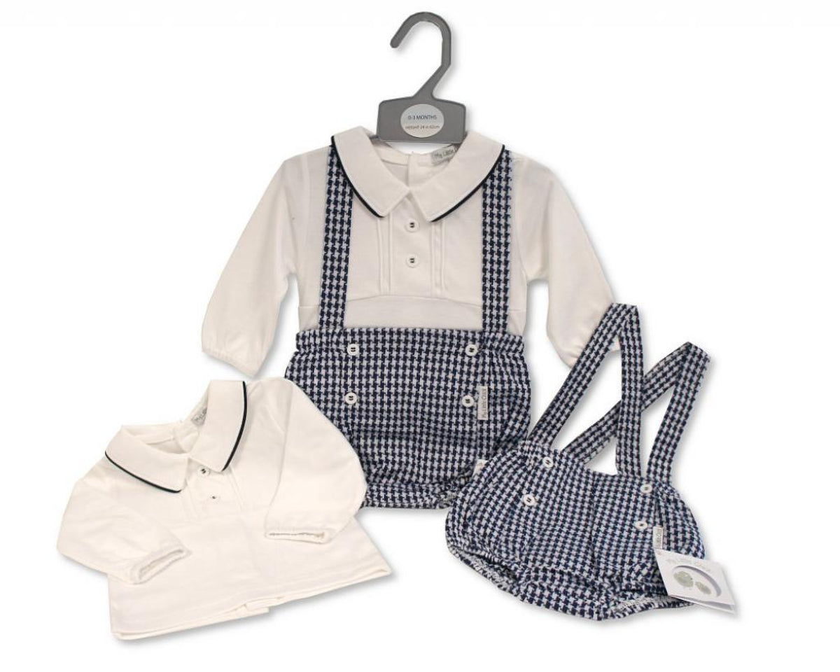 My Little Chick Boys Romper Dungaree Set Dogtooth