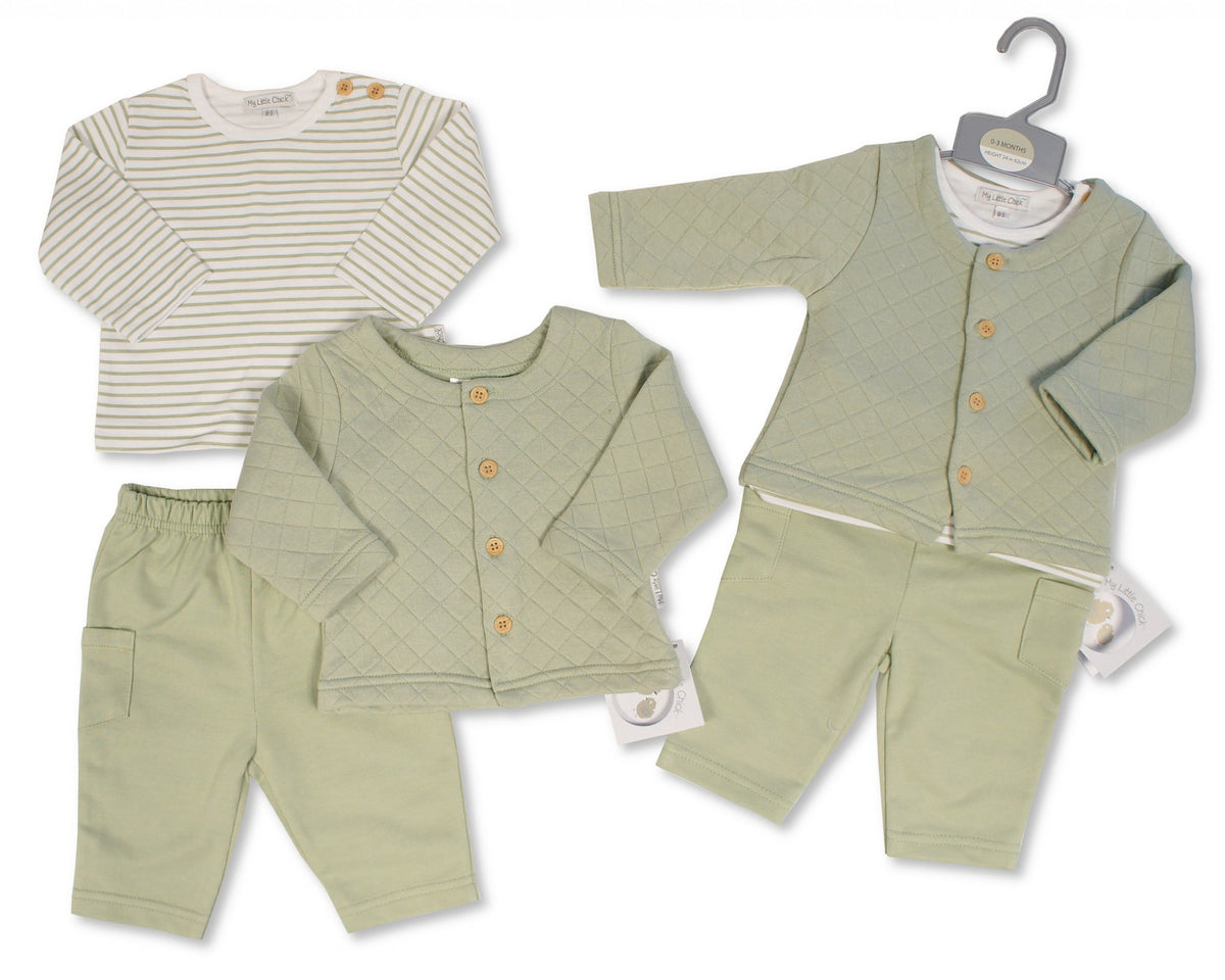 My Little Chick Boys Three Piece Set Sage