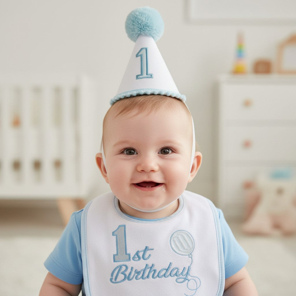 Nursery Time 1st Birthday Hat And Bib Set