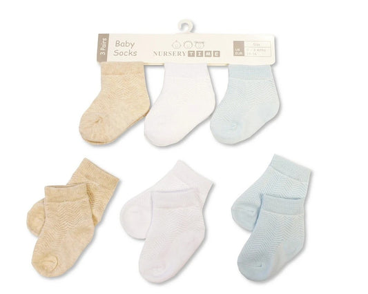 Nursery Time Baby Boys Three Pack Socks