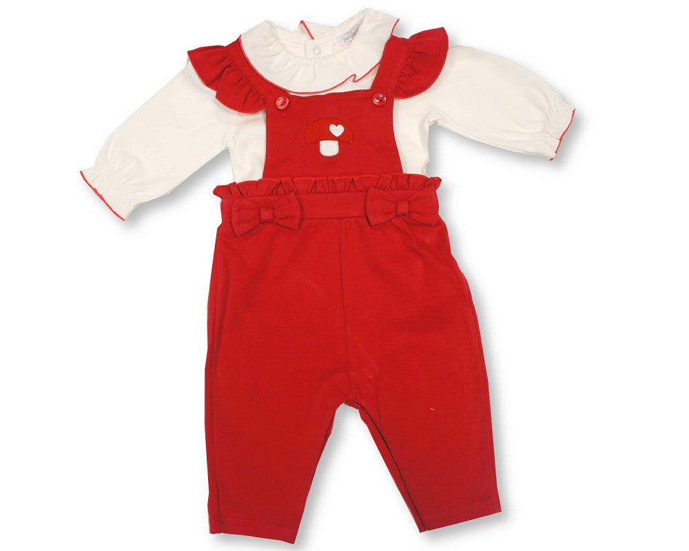 Nursery Time Just For Me Collection Red Dungaree Set