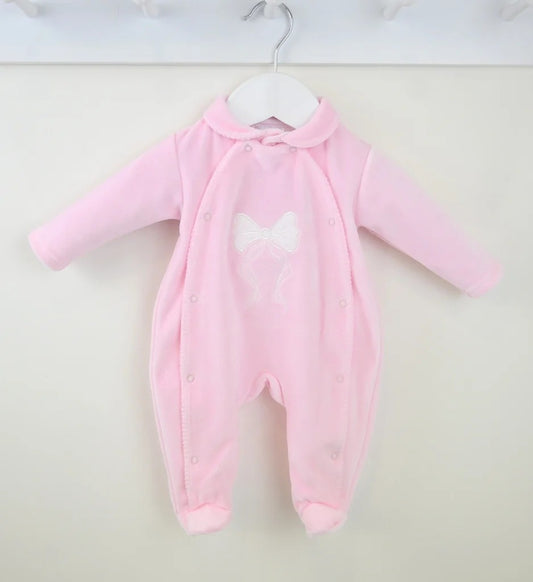 Pex Hallie Velour Sleepsuit Pink