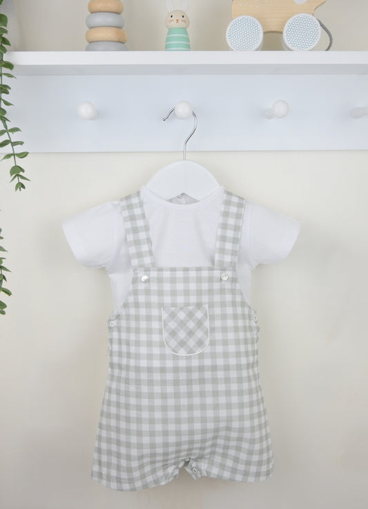 Pex Summer Flynn Dungaree Set White And Sage