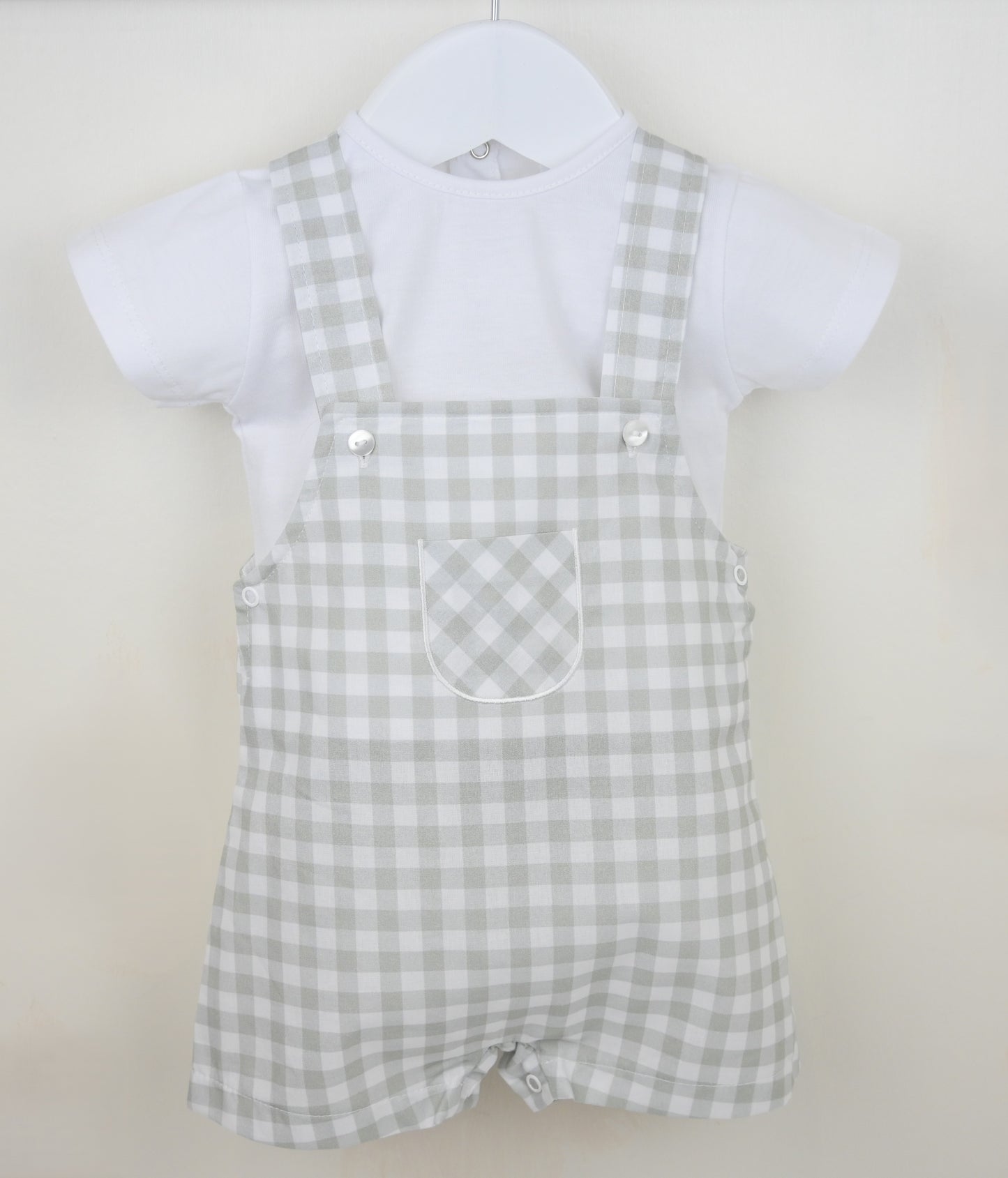 Pex Summer Flynn Dungaree Set White And Sage