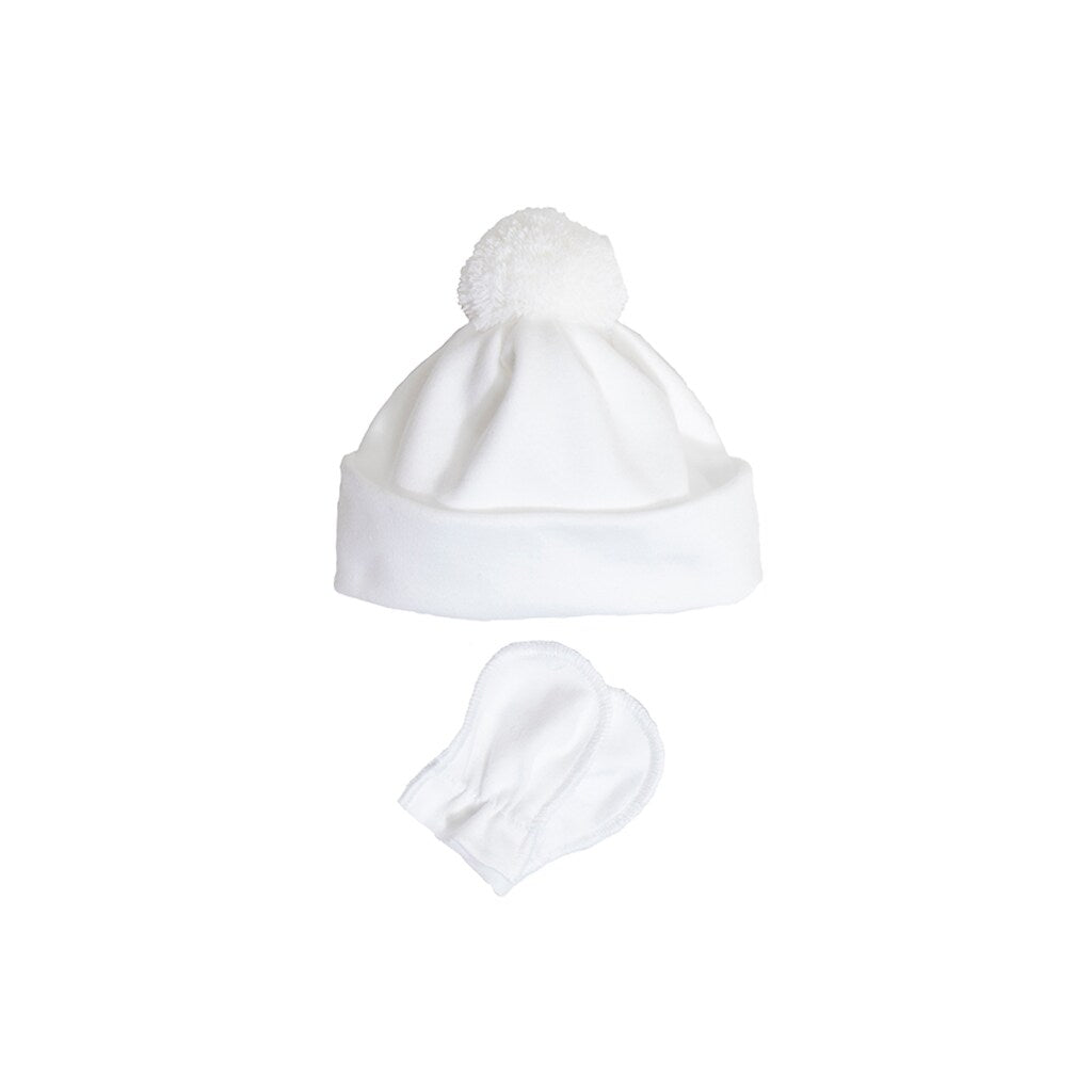 Sätila Cotton Baby Hat And Mittens Blabar White