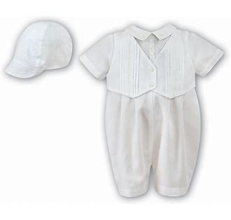 Sarah Louise Boys Summer Christening Romper And Hat 002210S
