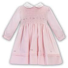 Sarah Louise Winter Pink Spot Dress With Smocking 013052