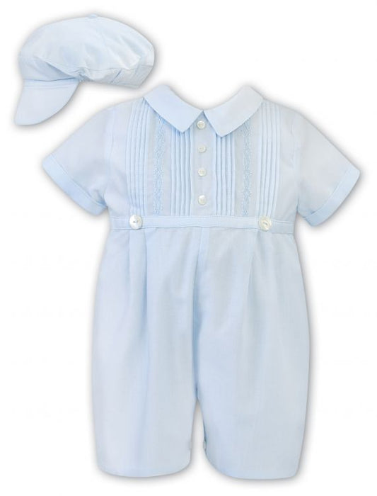 Sarah Louise Heritage Collection Boys Summer Romper & Cap Blue C3002