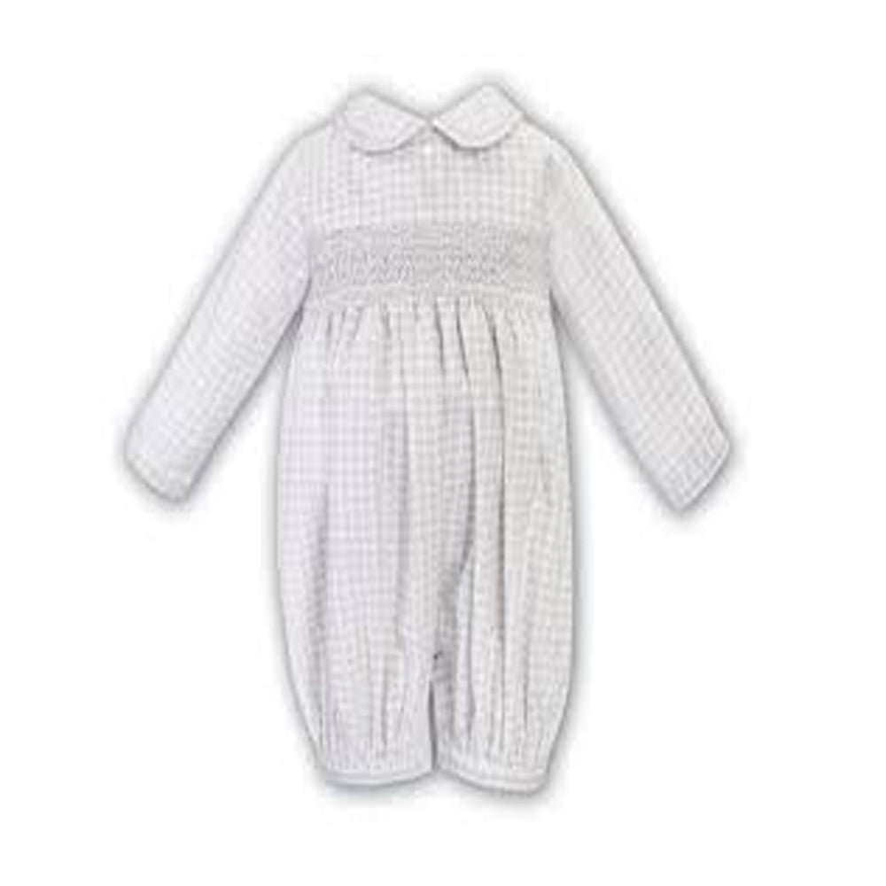 Sarah Louise Winter Boys Grey Check Smocked Bubble 013070