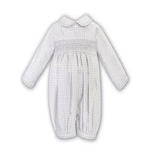 Sarah Louise Winter Boys Grey Check Smocked Bubble 013070