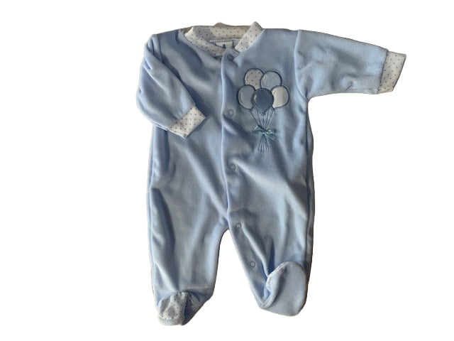Sardon Spanish Velour Pale Blue Balloon Babygrower 024BB-815