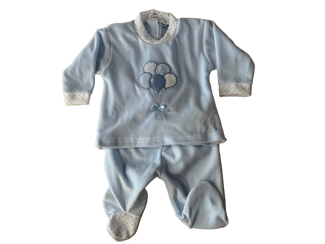Sardon Spanish Velour Pale Blue Balloon Two Piece Set 024BB-816