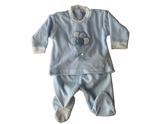 Sardon Spanish Velour Pale Blue Balloon Two Piece Set 024BB-816