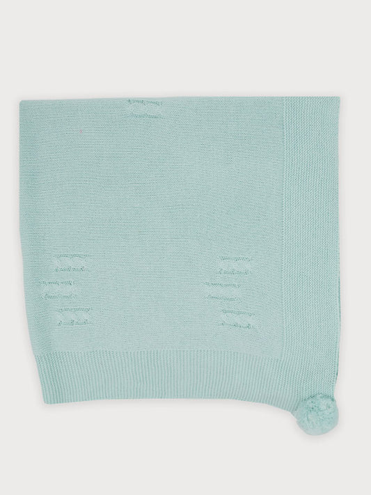 Sardon Spanish Winter Pompom Blanket Green 024VE-327