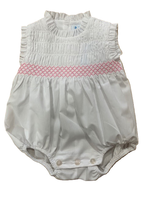 Sardon Summer Girls Smocked Romper White 25LA-422