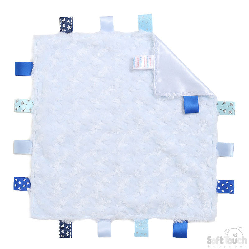 Soft Touch Bubble Velour Taggie Comforter Blue