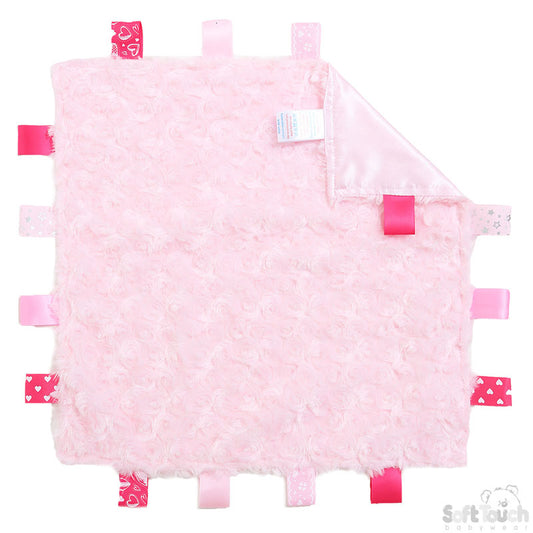 Soft Touch Bubble Velour Taggie Comforter Pink
