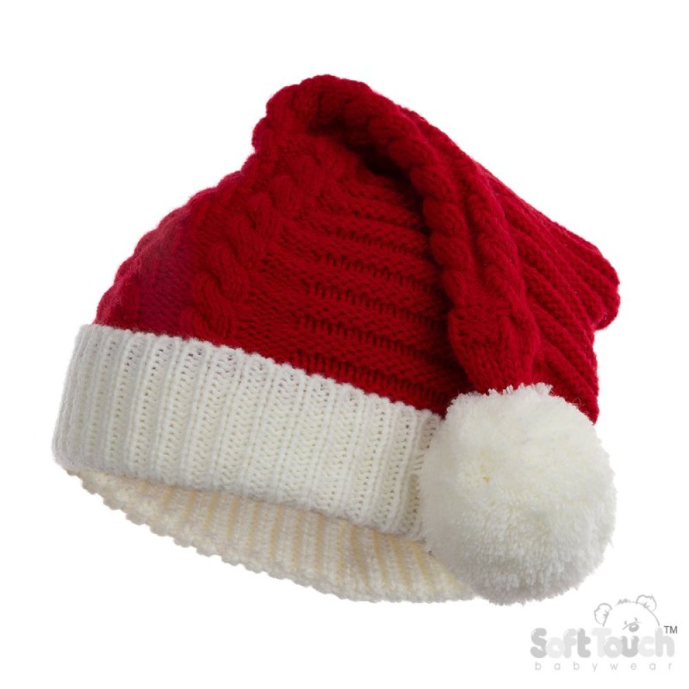 Soft Touch Cable Santa Hat With Pom