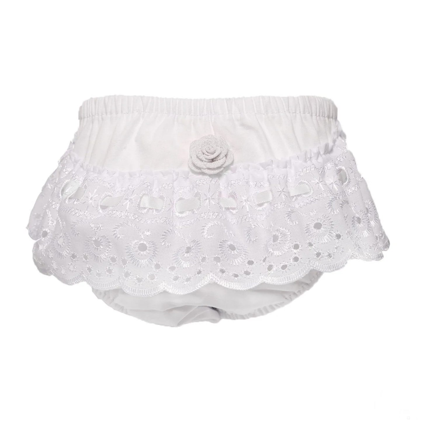 Soft Touch Cotton Frilly Pants White Rose FP16