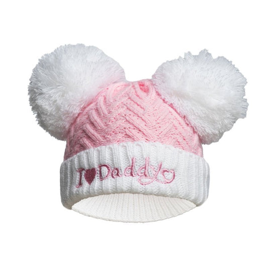 Soft Touch Pink I Love Daddy Chevron Pom Pom Hat