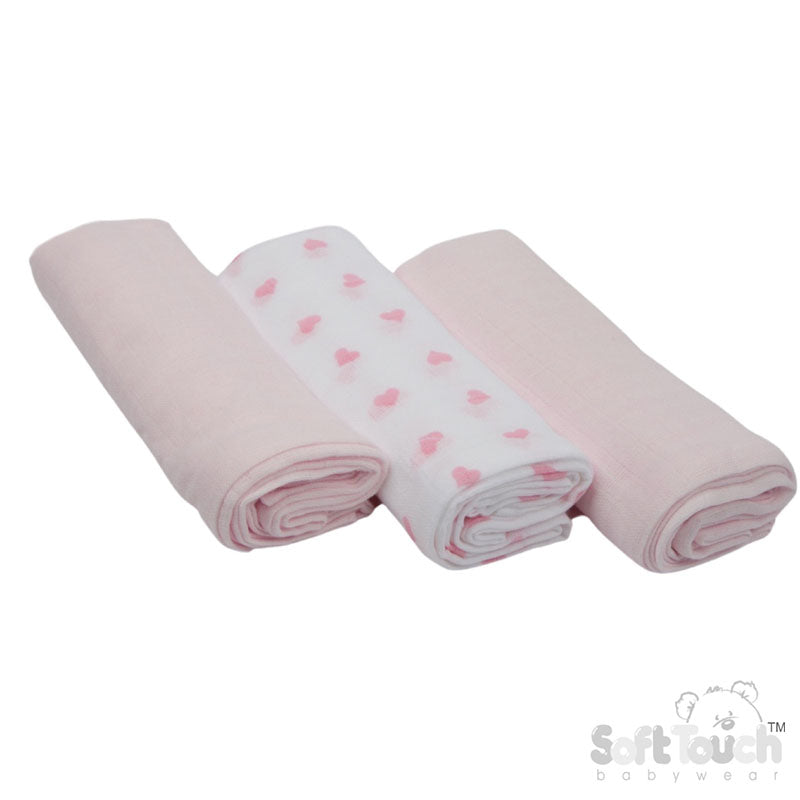 Soft Touch Super Soft Muslin Squares Three Pack Pink Out Of Bag