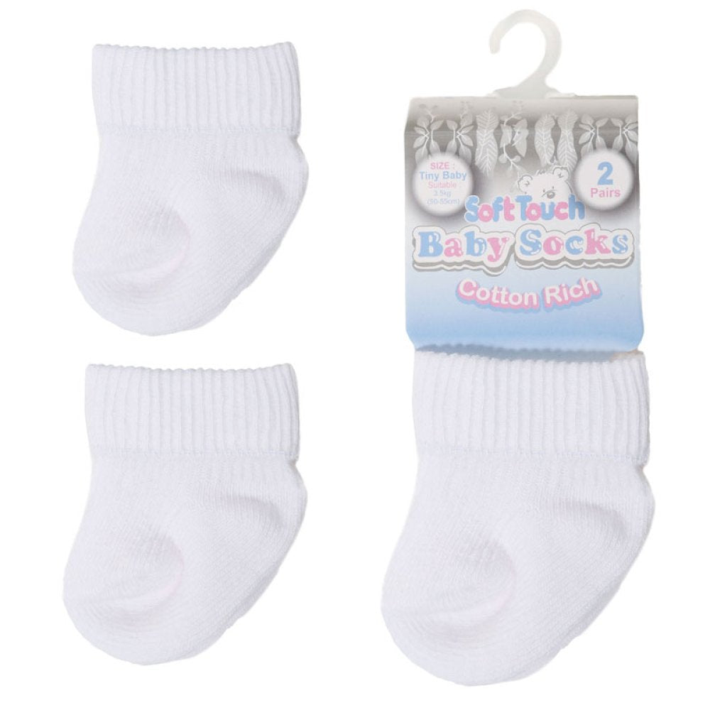 Soft Touch Two Pack White Premature Socks