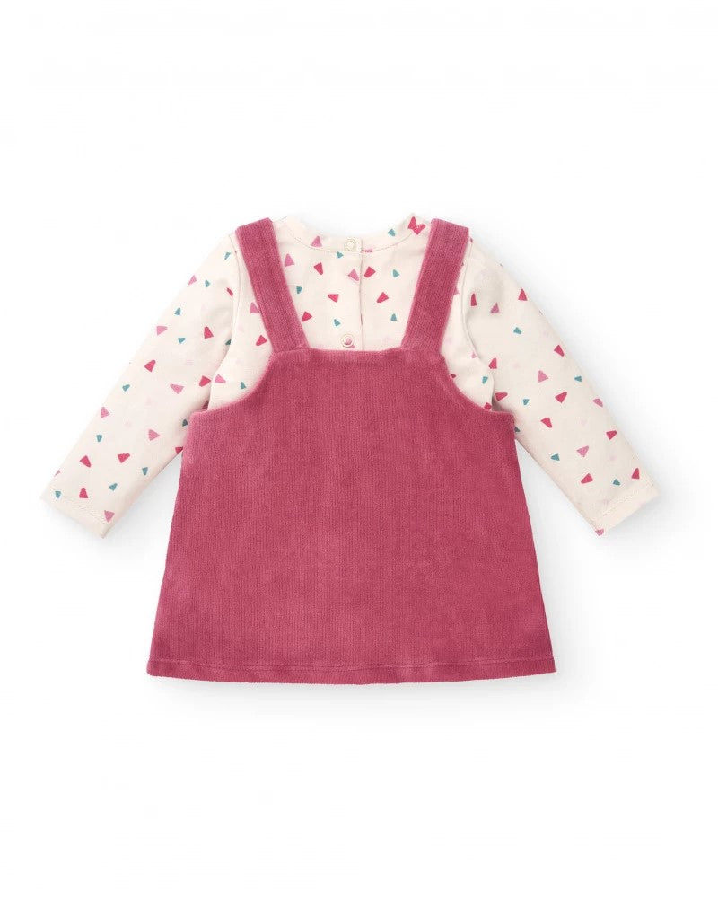 Tuc Tuc Hedgehog Forest T-Shirt And Velvet Pinafore Pink 8891 Back View