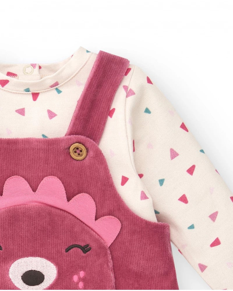 Tuc Tuc Hedgehog Forest T-Shirt And Velvet Pinafore Pink 8891 Detail 2