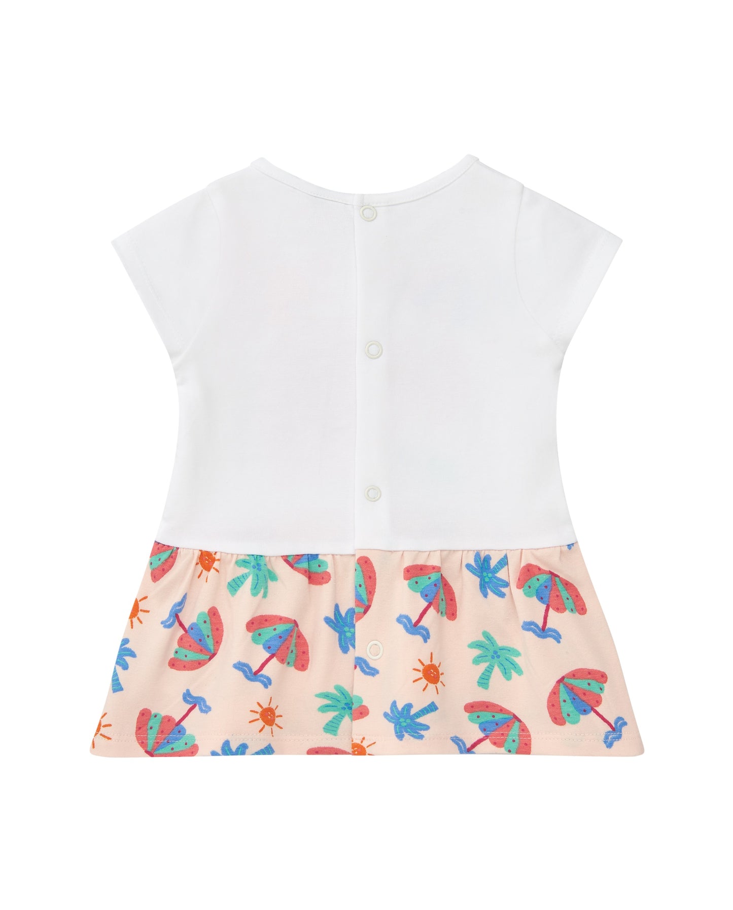 Dress with white top with a colourful skirt on a white background