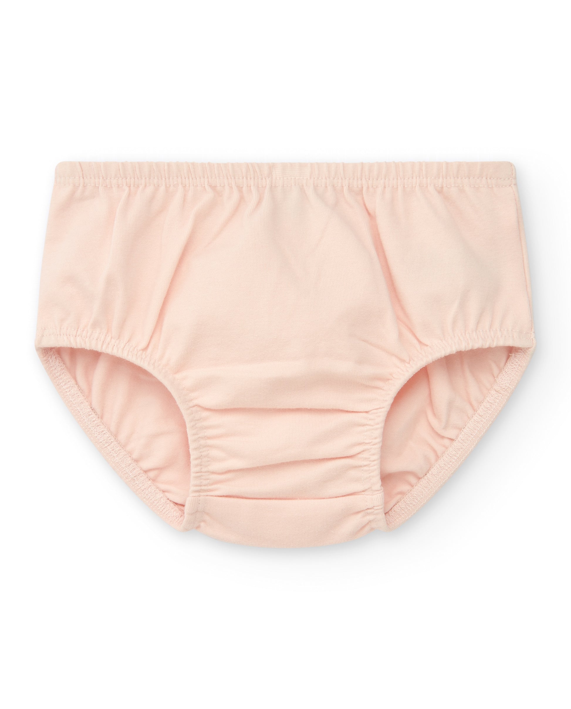 Pink baby bloomers on a white background
