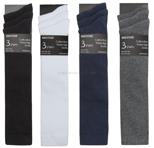 Unisex Knee High School Socks Three Pack